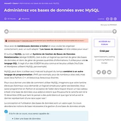 Administrez vos bases de données avec MySQL