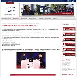 Admission directe en cycle Master - Grande Ecole - HEC Paris