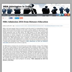 MBA Admission 2016 from Distance Education