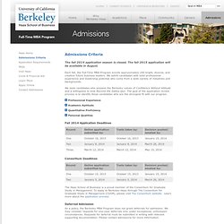 Admissions Criteria, MBA Program, Berkeley-Haas