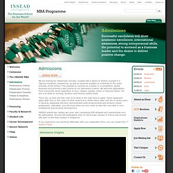 Admissions - MBA Programme - INSEAD