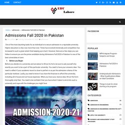 Admissions Fall 2020 in Pakistan - The Best Education Programs