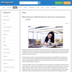 MBA Admissions 2020-Deciding the right area of specialization