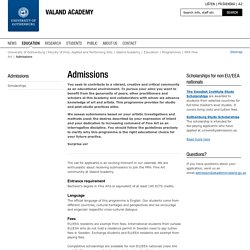 Admissions - Valand Academy, University of Gothenburg, Sweden