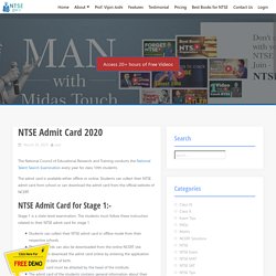 Download NTSE Hall Ticket