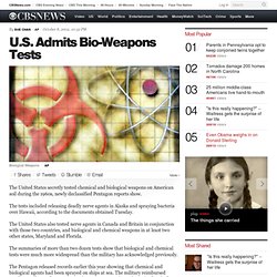 U.S. Admits Bio-Weapons Tests