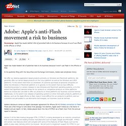Adobe: Apple's anti-Flash movement a risk to business