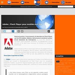 Adobe : Flash Player pour mobiles est viré