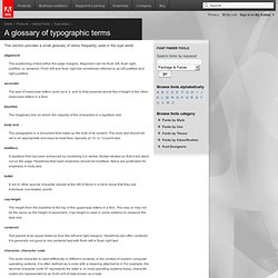 Fonts - Type topics: Glossary
