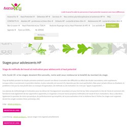 Stages pour adolescents HP - AvanceToi - Liege et Lux, reporté pour COVID
