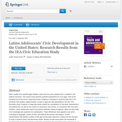 Latino Adolescents’ Civic Development in the United States: Research Results from the IEA Civic Education Study