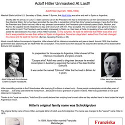 MI6 Adolf Hitler Unmasked At Last!!