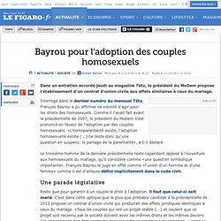 France : Bayrou pour l'adoption des couples homosexuels