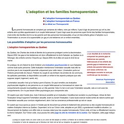 L'adoption et les familles homoparentales