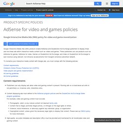 AdSense for video and games policy - AdSense Help