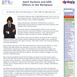 Adult Dyslexia and A.D.D in the Workplace