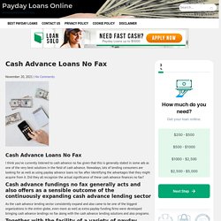 Cash Advance Loans No Fax