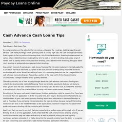 Cash Advance Cash Loans Tips