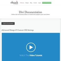 Advanced Design & Custom CSS Settings