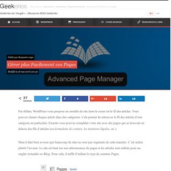 Advanced Page Manager. Gérer plus Facilement vos Pages WordPress