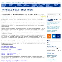 A Module to Create Modules and Advanced Functions - Windows PowerShell Blog