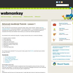 Advanced JavaScript Tutorial - Lesson 1