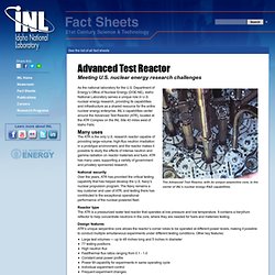 Advanced Test Reactor - Idaho National Laboratory Research Fact Sheet