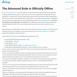 The Advanced Suite is Officially Offline