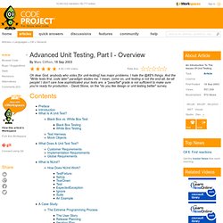 Advanced Unit Testing, Part I - Overview