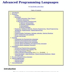 Advanced Programming Languages