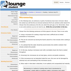 Reading - Sentence Gap Fill - Microwaving