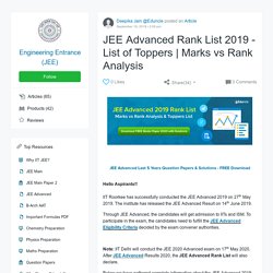 JEE Advanced Rank List 2019 - List of Toppers