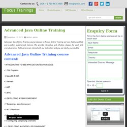 ADVANCED JAVA Online Training in INDIA