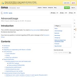 AdvancedUsage · ACRA/acra Wiki