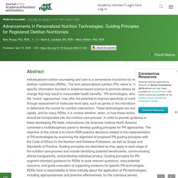 Advancements in Personalized Nutrition Technologies: Guiding Principles for Registered Dietitian Nutritionists - Journal of the Academy of Nutrition and Dietetics