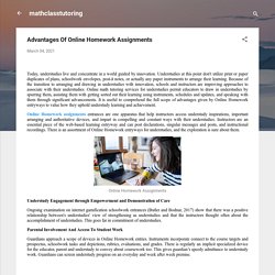 Advantages Of Online Homework Assignments
