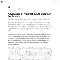 Advantages of Automatic Auto Beginner For Drivers – Remote Car Starter – Medium