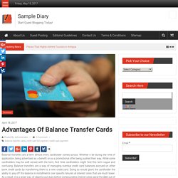 Advantages of Balance Transfer Cards - Sample Diary