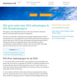 IVA pros and cons (IVA advantages & IVA Disadvantages) - DebtSolve.UK