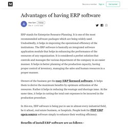 Advantages of having ERP software - Alex Sam - Medium