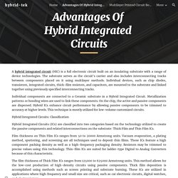 Advantages Of Hybrid Integrated Circuits