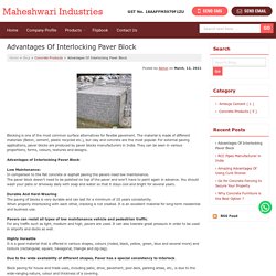 Advantages Of Interlocking Paver Block
