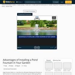 Advantages of Installing a Pond Fountain in Your Garden