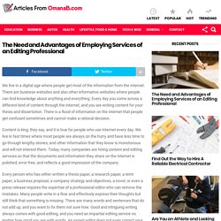 The Need and Advantages of Employing Services of an Editing Professional