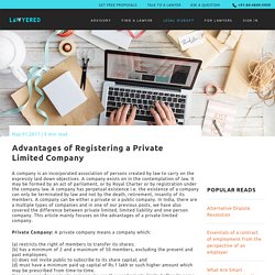 Advantages of Registering a Private Limited Company
