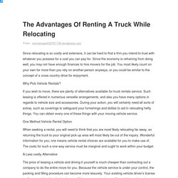 The Advantages Of Renting A Truck While Relocating
