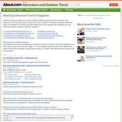 Adventure Travel Companies and Outfitters -Companies for Adventure Travel Trips