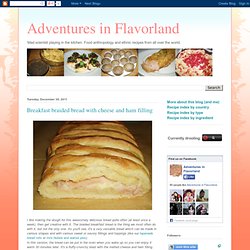 Breakfast braided bread with cheese and ham filling