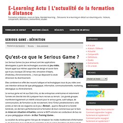 Serious Game, advergame : Définition