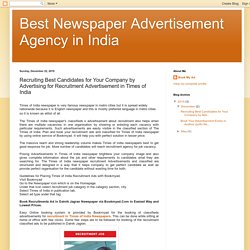 Recruiting Best Candidates for Your Company by Advertising for Recruitment Advertisement in Times of India